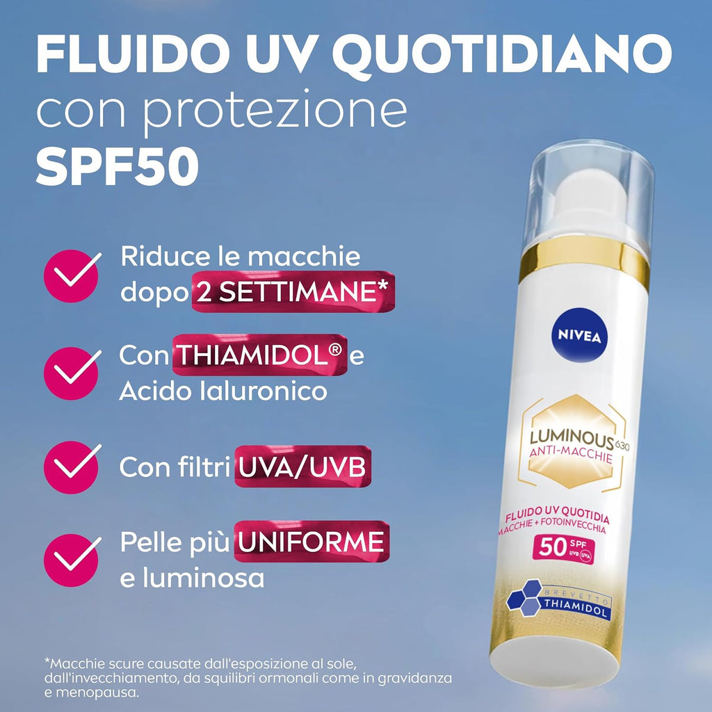 NIVEA Luminous630 Fluido Viso Anti-Macchie UV, SPF 50, 40 ml