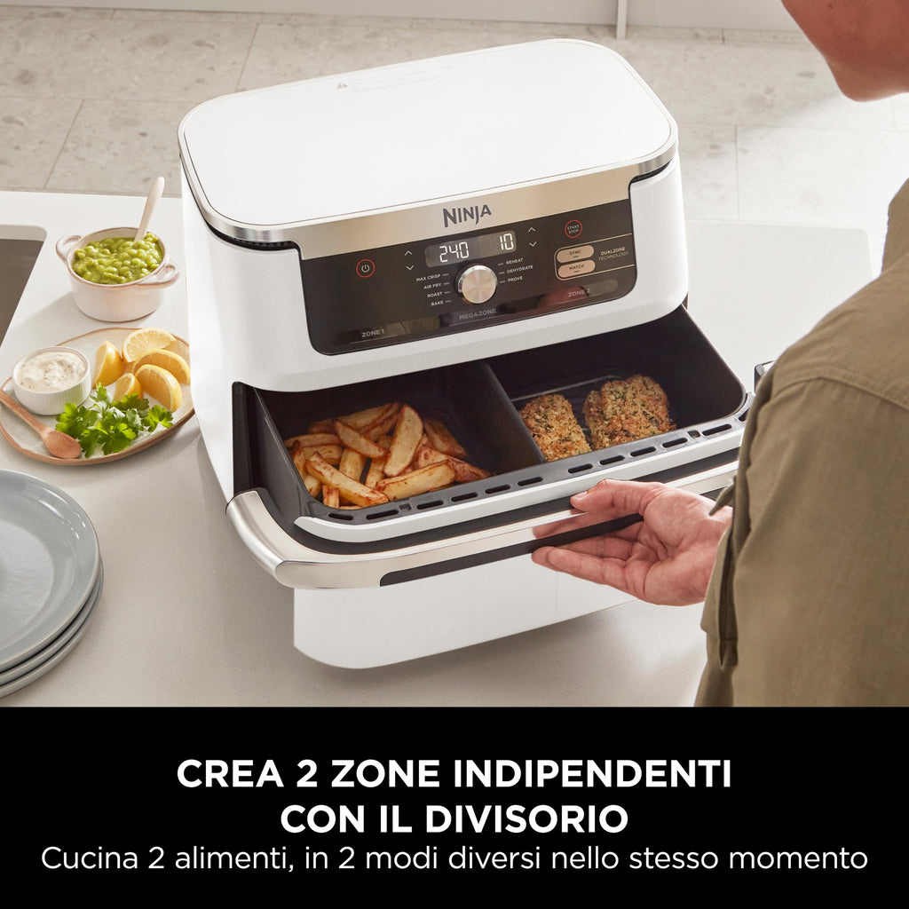 Ninja FlexDrawer, Friggitrice ad Aria XL, Doppia Zona, 10,4L, Nero/Rame