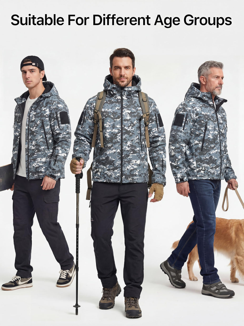 FREE SOLDIER Giacca Softshell Giacche Militari Softshell da Uomo Fodera in Pile da Esterno Giacca Antivento Impermeabile con Cappuccio Giacche tattiche Calde Multitasche per Escursioni di Caccia Uomo