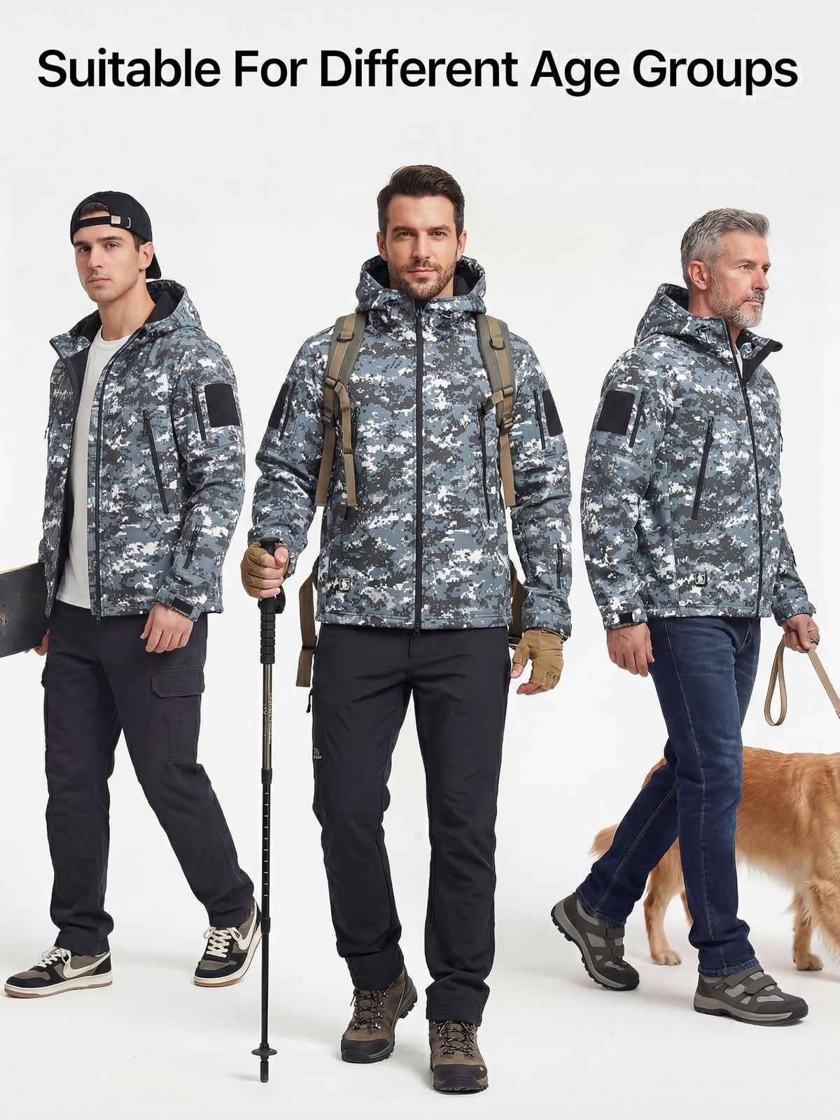 FREE SOLDIER Giacca Softshell Giacche Militari Softshell da Uomo Fodera in Pile da Esterno Giacca Antivento Impermeabile con Cappuccio Giacche tattiche Calde Multitasche per Escursioni di Caccia Uomo