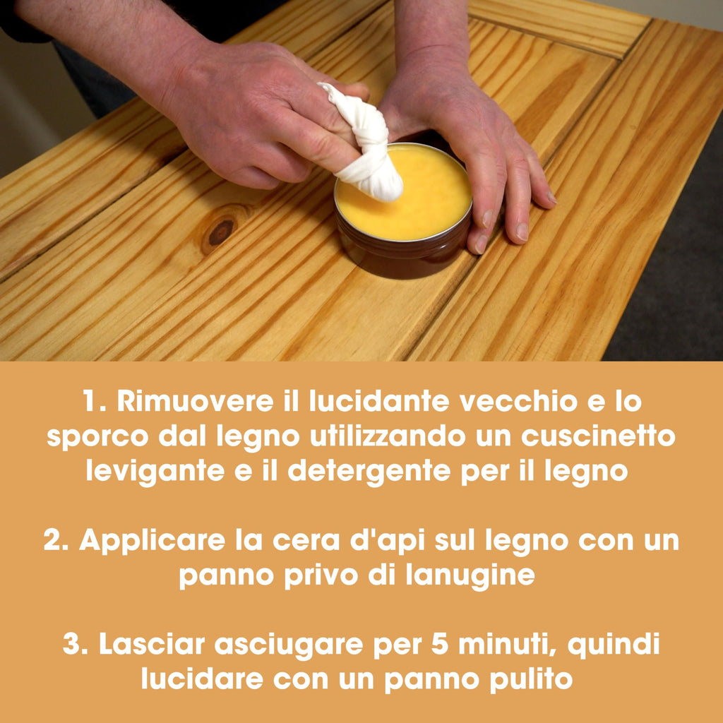 Cera d'Api Naturale per Legno & Mobili Furniture Clinic: 200ml - Rifinisce e Lucida Ogni Legno per Armadi, Porte, Pavimenti- a Basso Odore, Atossica
