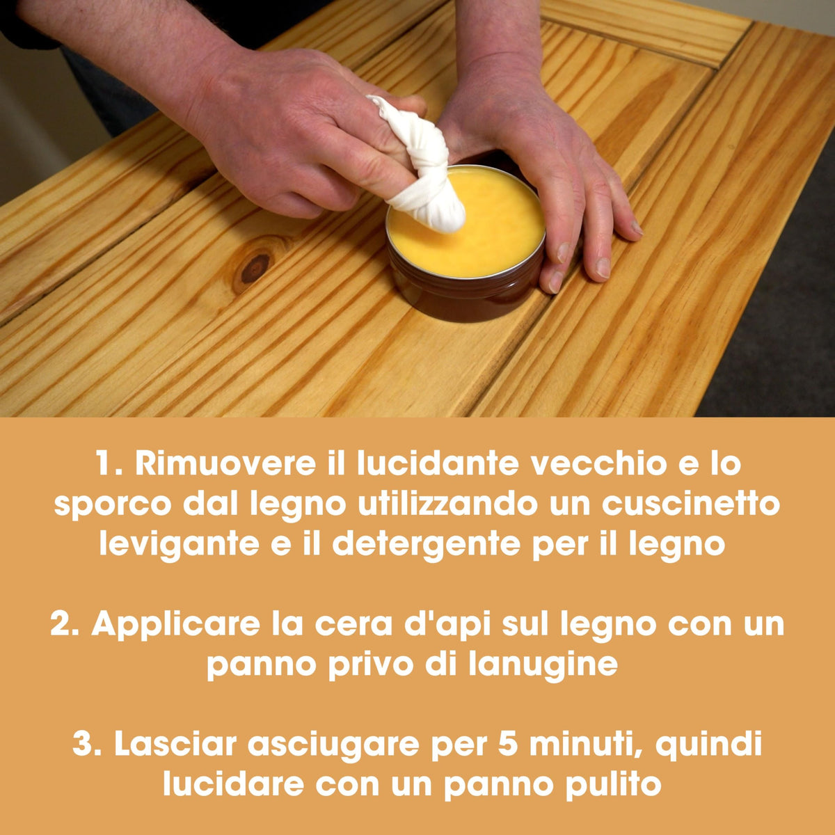 Cera d'Api Naturale per Legno & Mobili Furniture Clinic: 200ml - Rifinisce e Lucida Ogni Legno per Armadi, Porte, Pavimenti- a Basso Odore, Atossica