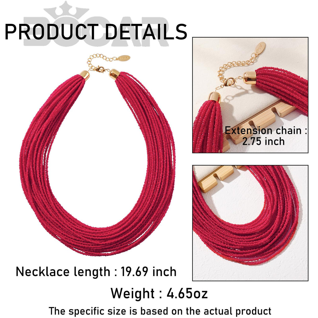 Bocar Multi Layer Chunky Bavaglino dichiarazione perle semi, collare collana per donne regalo (NK-10351)