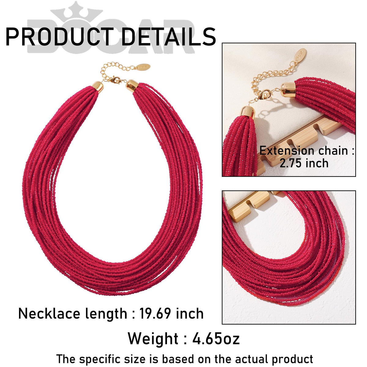 Bocar Multi Layer Chunky Bavaglino dichiarazione perle semi, collare collana per donne regalo (NK-10351)