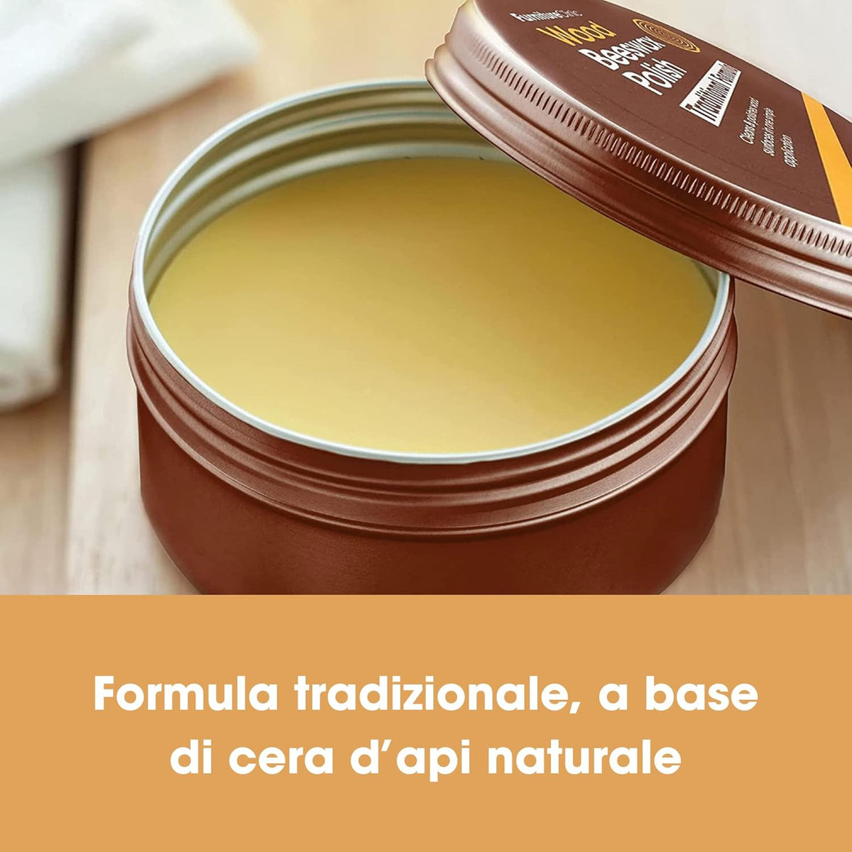 Cera d'Api Naturale per Legno & Mobili Furniture Clinic: 200ml - Rifinisce e Lucida Ogni Legno per Armadi, Porte, Pavimenti- a Basso Odore, Atossica