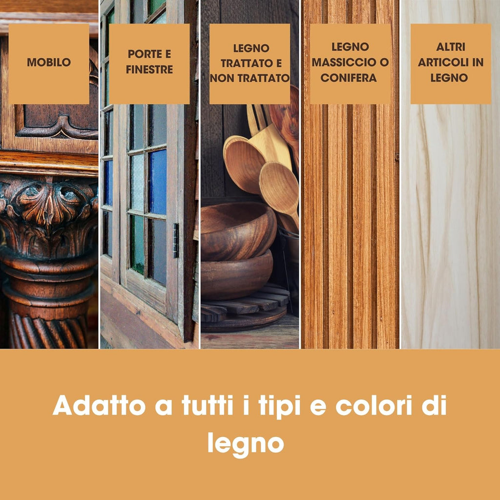 Cera d'Api Naturale per Legno & Mobili Furniture Clinic: 200ml - Rifinisce e Lucida Ogni Legno per Armadi, Porte, Pavimenti- a Basso Odore, Atossica