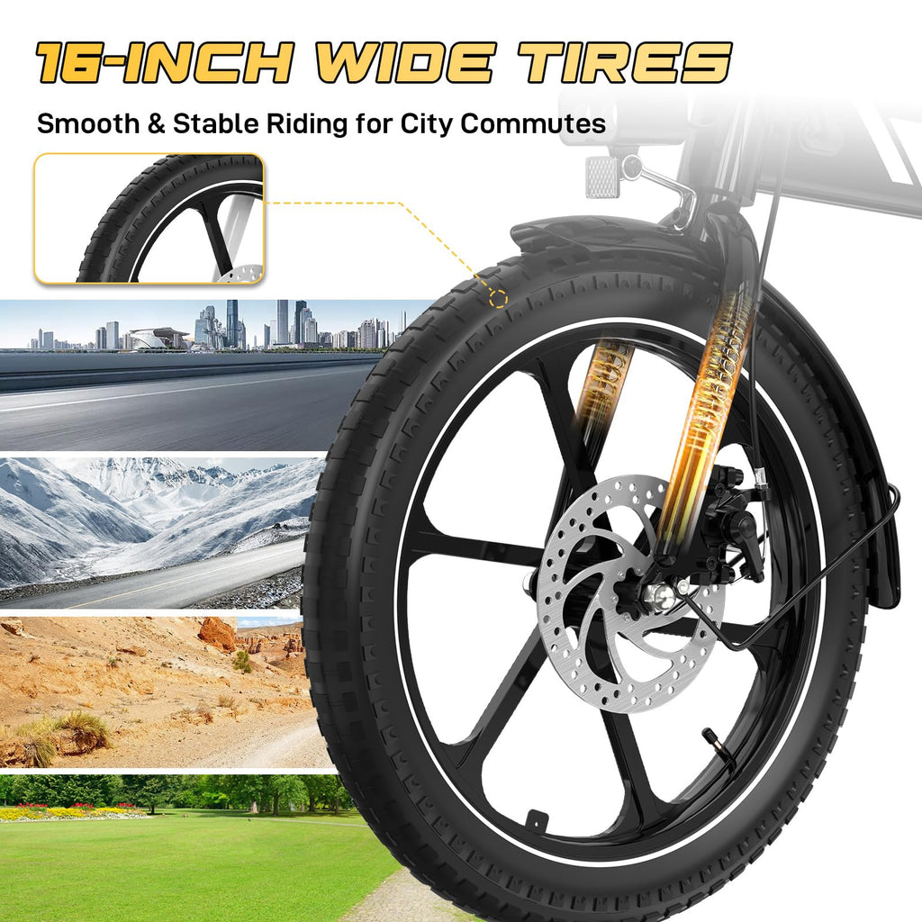 EVERCROSS Bicicletta Elettrica per Adulti, 250W Bici da Montagna,16"/20"/27,5" Pneumatici Grassi E-Bike, Fino a 25KM/H, 36V/48V Batteria Rimovibile E-Bici,Sistema a Doppio Disco