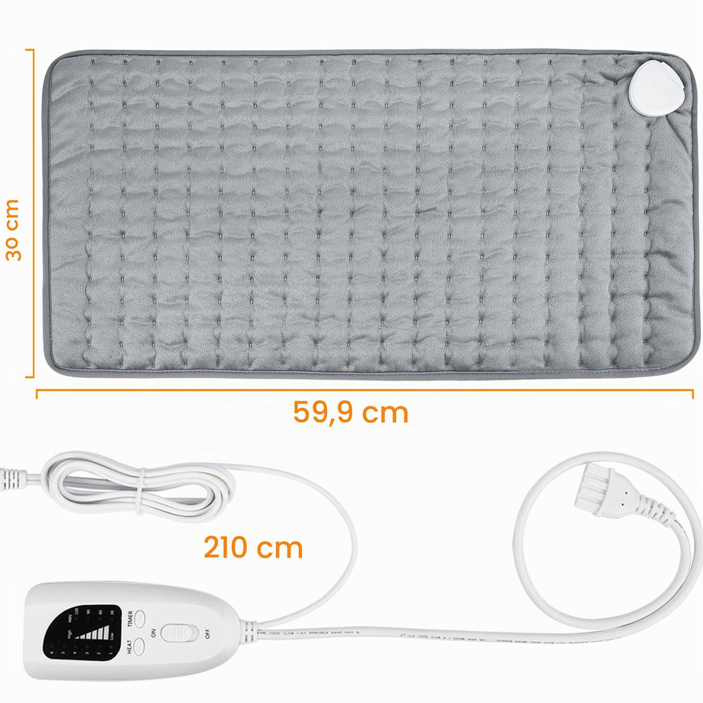 Termoforo Elettrico, Pad Elettrico con Spegnimento Automatico e 6 Livelli di Temperatura, Pad Riscaldante per Schiena, Spalla, Pancia Tecnologia di Riscaldamento(Grigio Scuro, 30x60 cm)