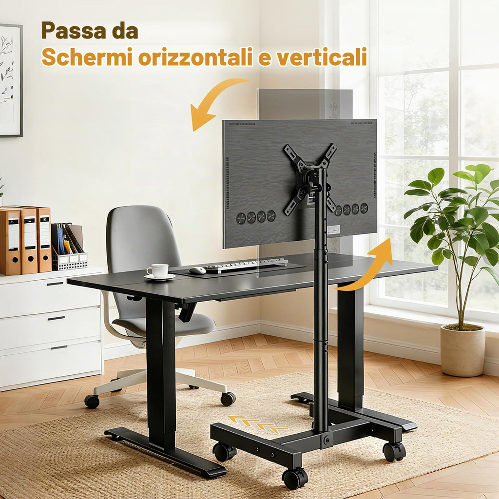 Supporto TV da Pavimento per Schermi Plasma/LCD/LED 23-60 Pollici con Ruote, Carrello Staffa Porta Mobile Supporto TV Fino a 40 kg, Max VESA 400 x 400 mm