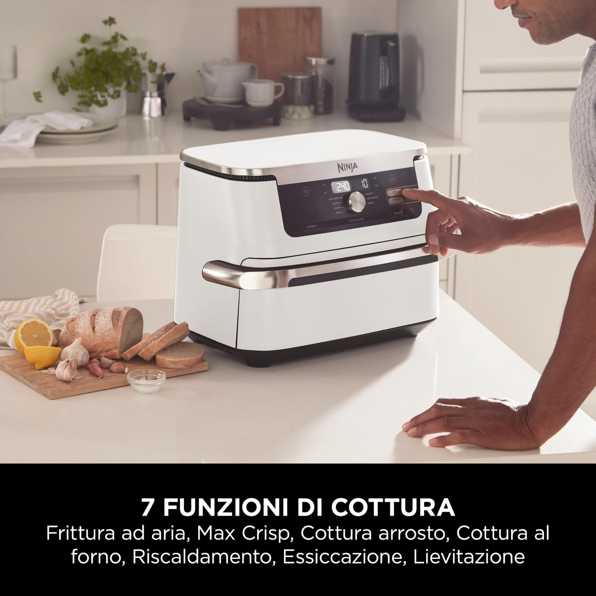 Ninja FlexDrawer, Friggitrice ad Aria XL, Doppia Zona, 10,4L, Nero/Rame