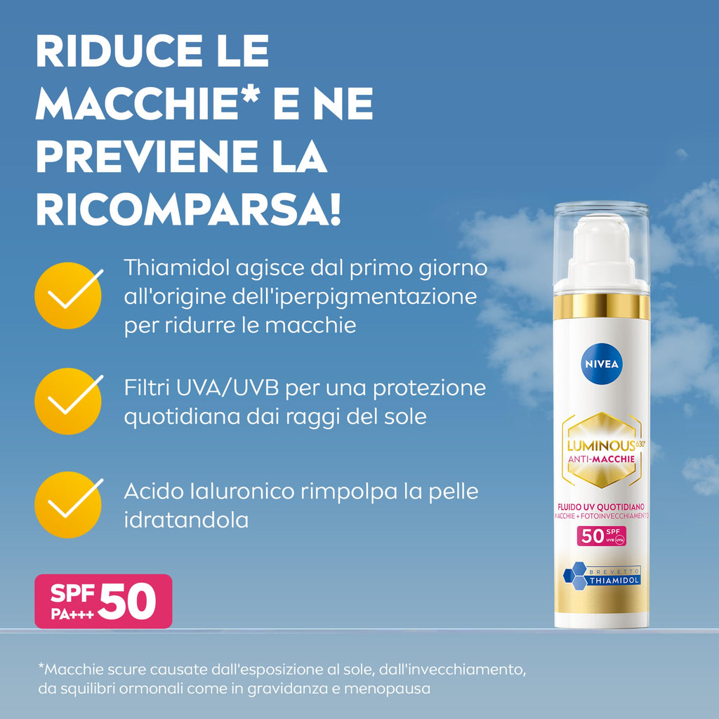 NIVEA Luminous630 Fluido Viso Anti-Macchie UV, SPF 50, 40 ml