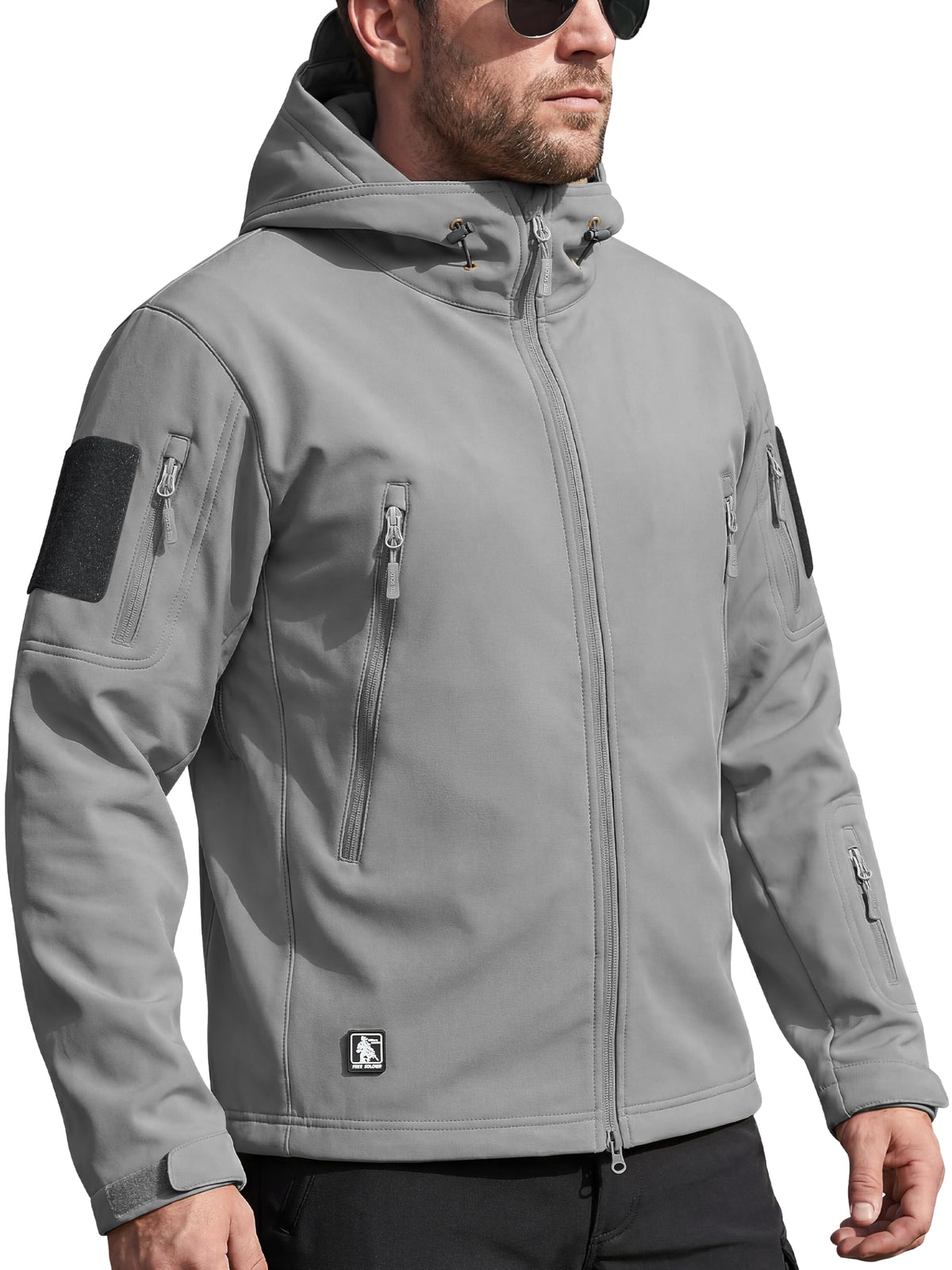 FREE SOLDIER Giacca Softshell Giacche Militari Softshell da Uomo Fodera in Pile da Esterno Giacca Antivento Impermeabile con Cappuccio Giacche tattiche Calde Multitasche per Escursioni di Caccia Uomo