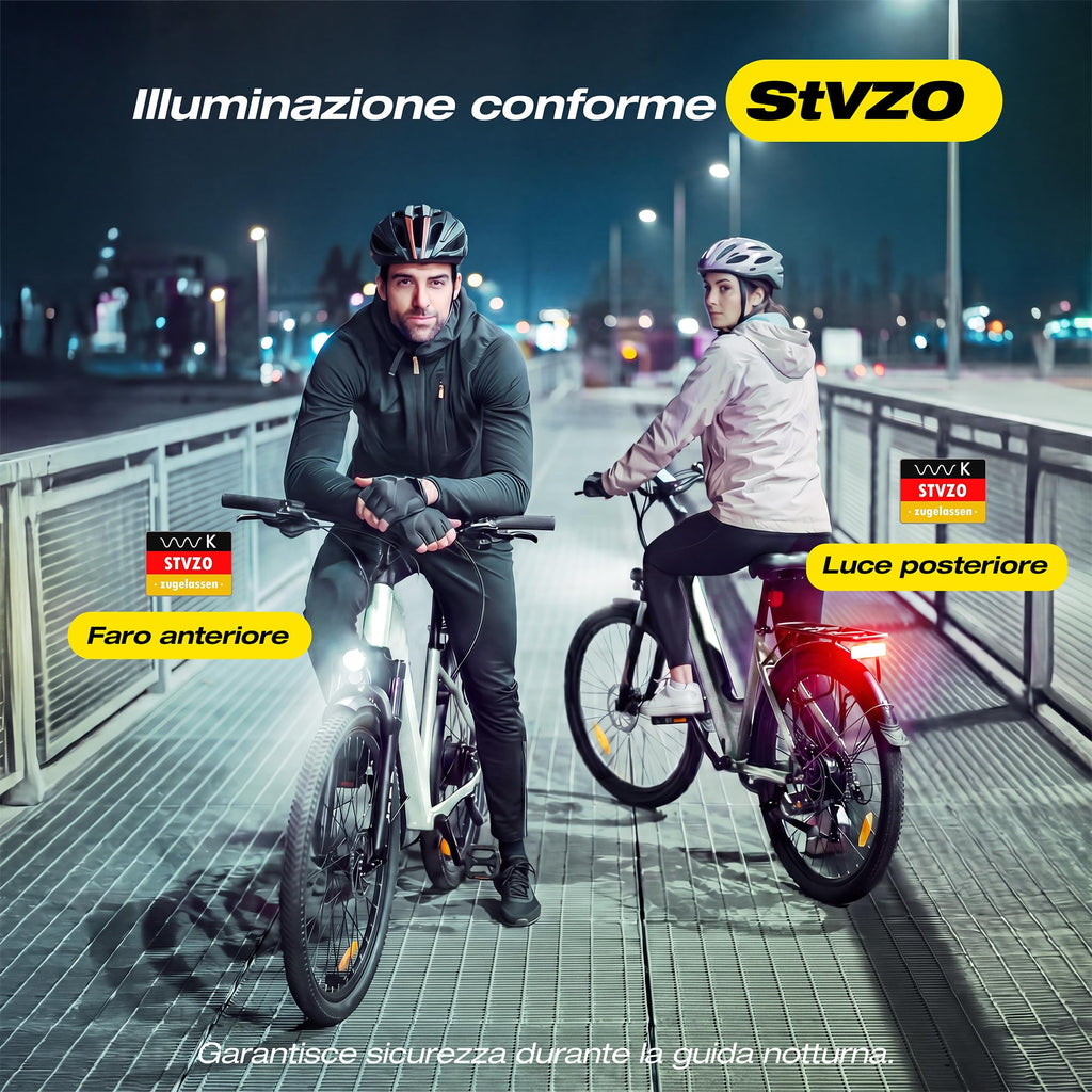 ESKUTE C202 Bicicletta Elettrica 48V 17,5Ah per Adulti 26”, Batteria Rimovibile, E-Bike da Città per Pendolari, Cambio 7 Velocità, 25 km/h, Autonomia fino a 110 km