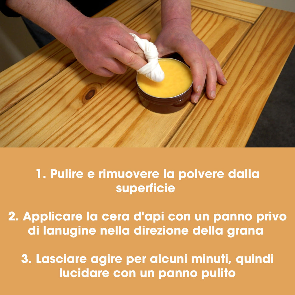 Cera d'Api Naturale per Legno & Mobili Furniture Clinic: 200ml - Rifinisce e Lucida Ogni Legno per Armadi, Porte, Pavimenti- a Basso Odore, Atossica