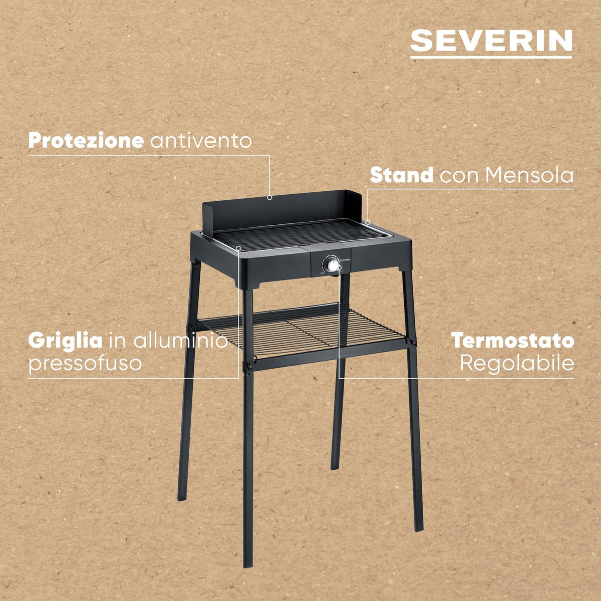 SEVERIN Barbecue Elettrico da Tavolo 2200W - PG 8565