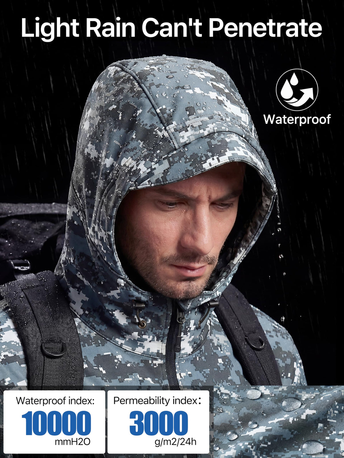 FREE SOLDIER Giacca Softshell Giacche Militari Softshell da Uomo Fodera in Pile da Esterno Giacca Antivento Impermeabile con Cappuccio Giacche tattiche Calde Multitasche per Escursioni di Caccia Uomo