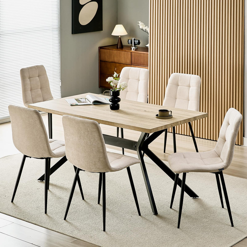 Set di 4 Sedie Da Pranzo,Tessuto di Lino Traspirante,Grigio
