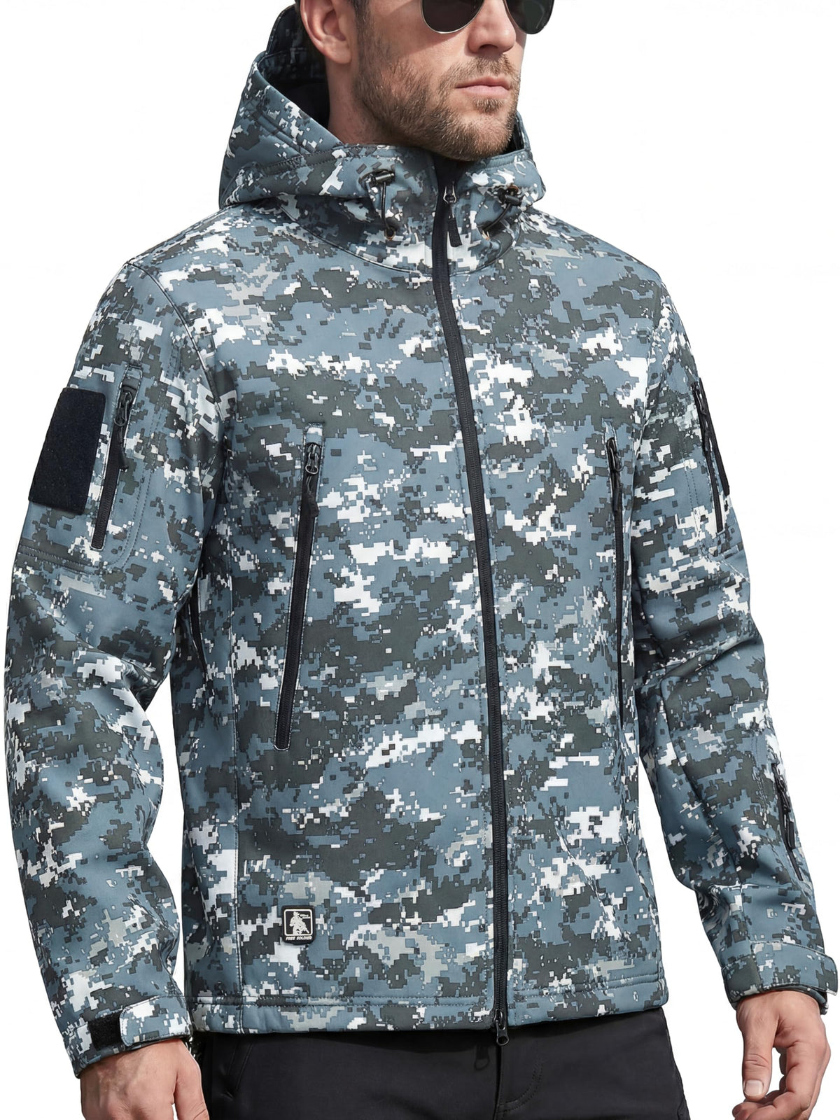 FREE SOLDIER Giacca Softshell Giacche Militari Softshell da Uomo Fodera in Pile da Esterno Giacca Antivento Impermeabile con Cappuccio Giacche tattiche Calde Multitasche per Escursioni di Caccia Uomo