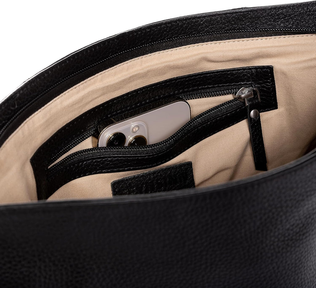 borsa a spalla vera pelle LIVA grande tracolla donna nero prodotto artigianale