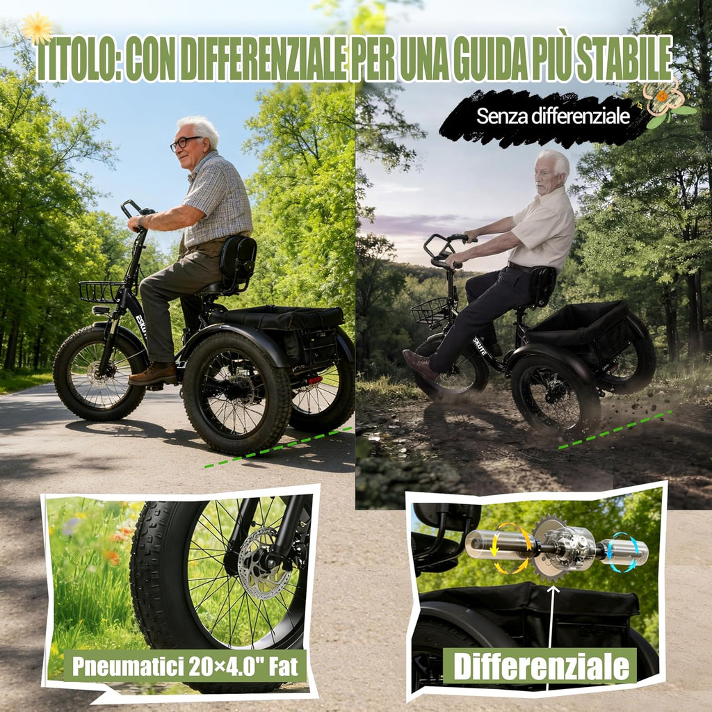 ESKUTE Triciclo Elettrico per Adulti T302 Pro