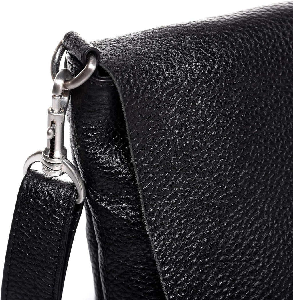 borsa a spalla vera pelle LIVA grande tracolla donna nero prodotto artigianale