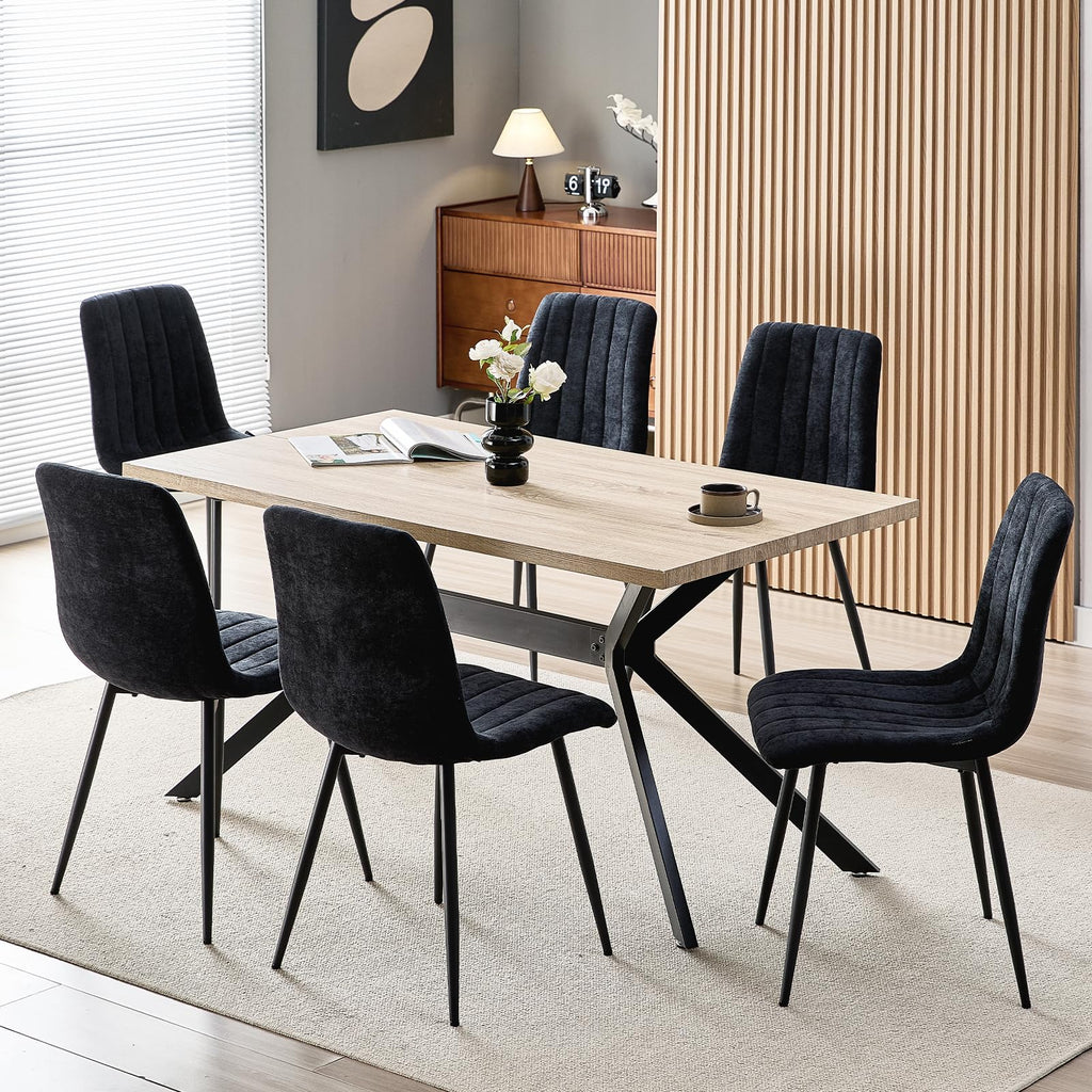 Set di 4 Sedie Da Pranzo,Tessuto di Lino Traspirante,Grigio