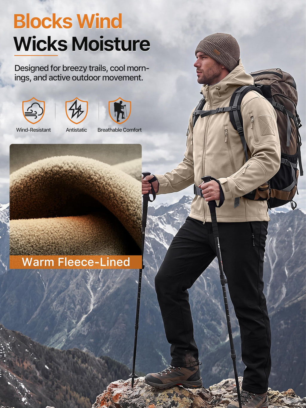 FREE SOLDIER Giacca Softshell Giacche Militari Softshell da Uomo Fodera in Pile da Esterno Giacca Antivento Impermeabile con Cappuccio Giacche tattiche Calde Multitasche per Escursioni di Caccia Uomo