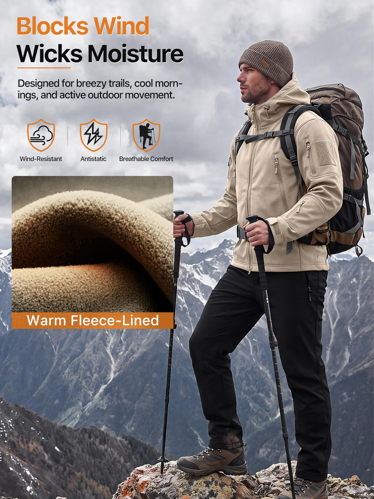 FREE SOLDIER Giacca Softshell Giacche Militari Softshell da Uomo Fodera in Pile da Esterno Giacca Antivento Impermeabile con Cappuccio Giacche tattiche Calde Multitasche per Escursioni di Caccia Uomo