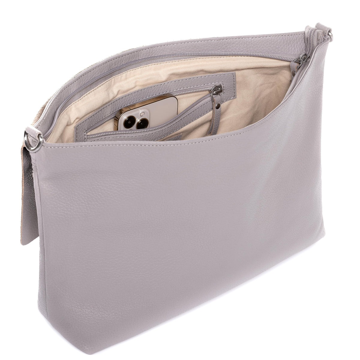 borsa a spalla vera pelle LIVA grande tracolla donna nero prodotto artigianale