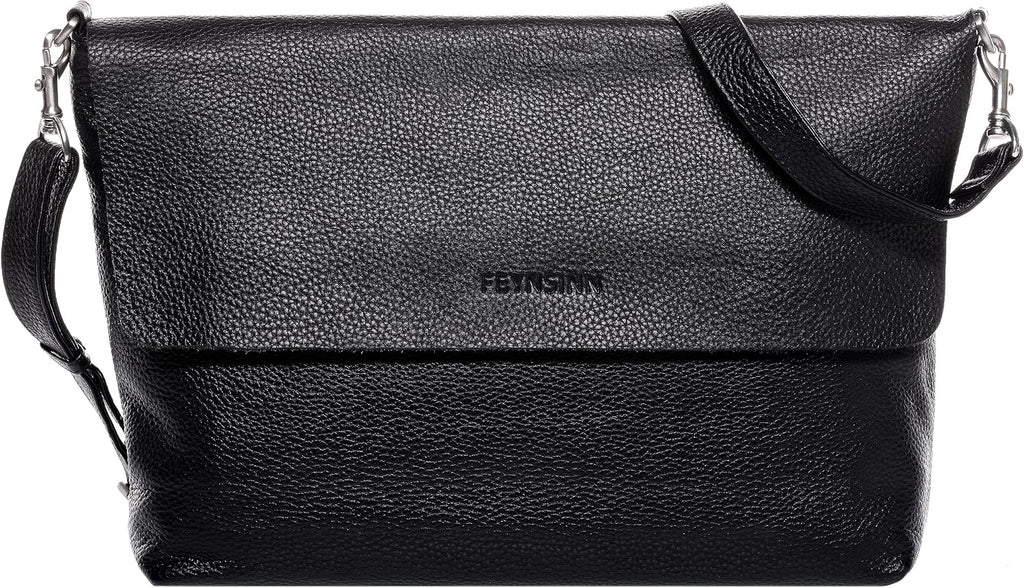 borsa a spalla vera pelle LIVA grande tracolla donna nero prodotto artigianale