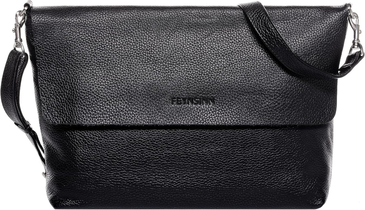 borsa a spalla vera pelle LIVA grande tracolla donna nero prodotto artigianale