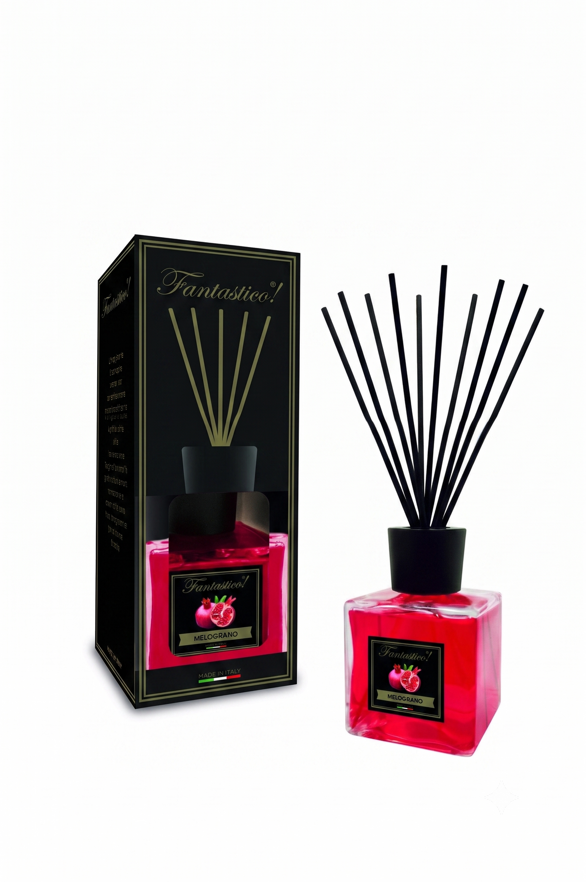 Diffusore a bastoncini Fantastico! Nero Cubo – Melograno – 500 ml