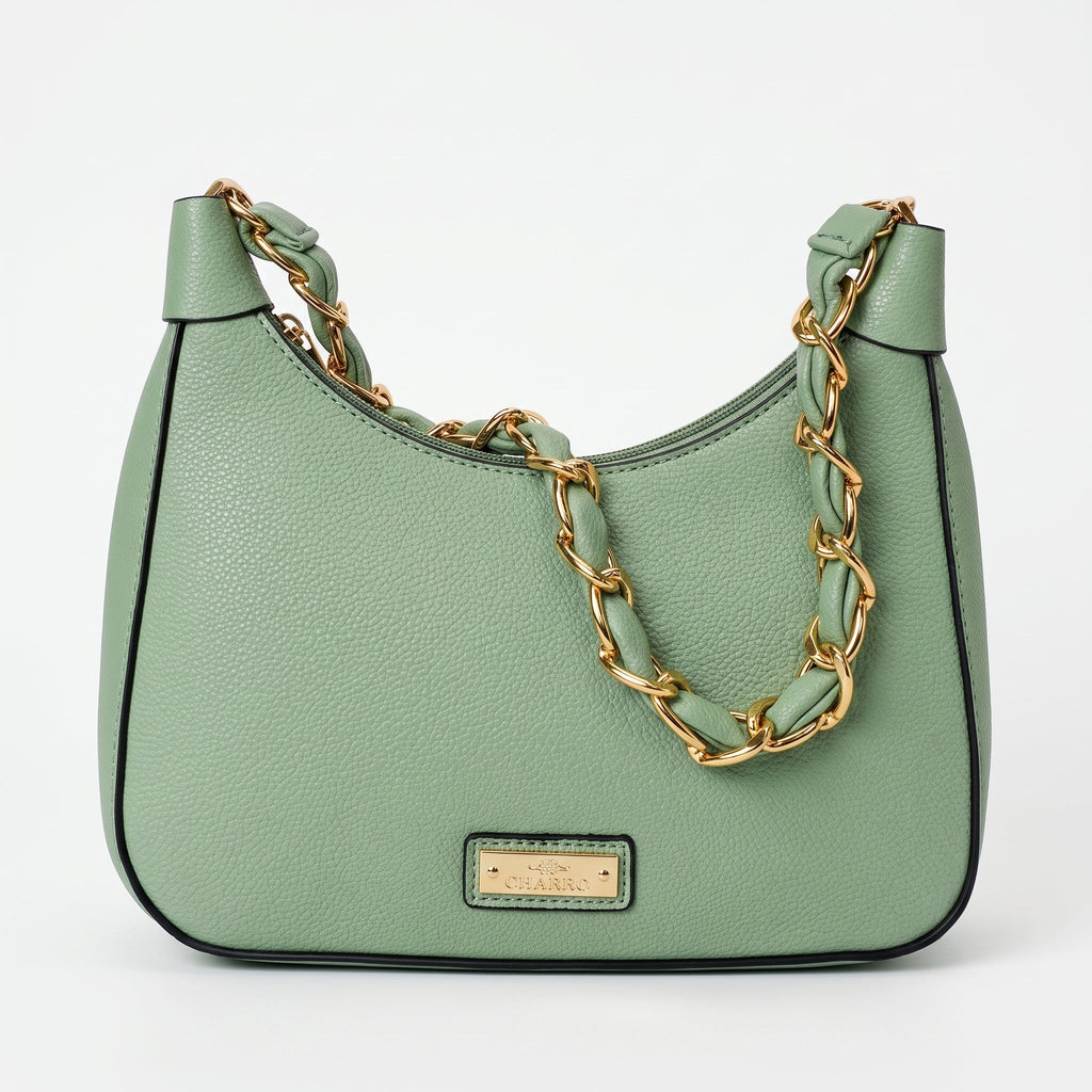 Charro Borsa Hobo Verde con Catena Dorata