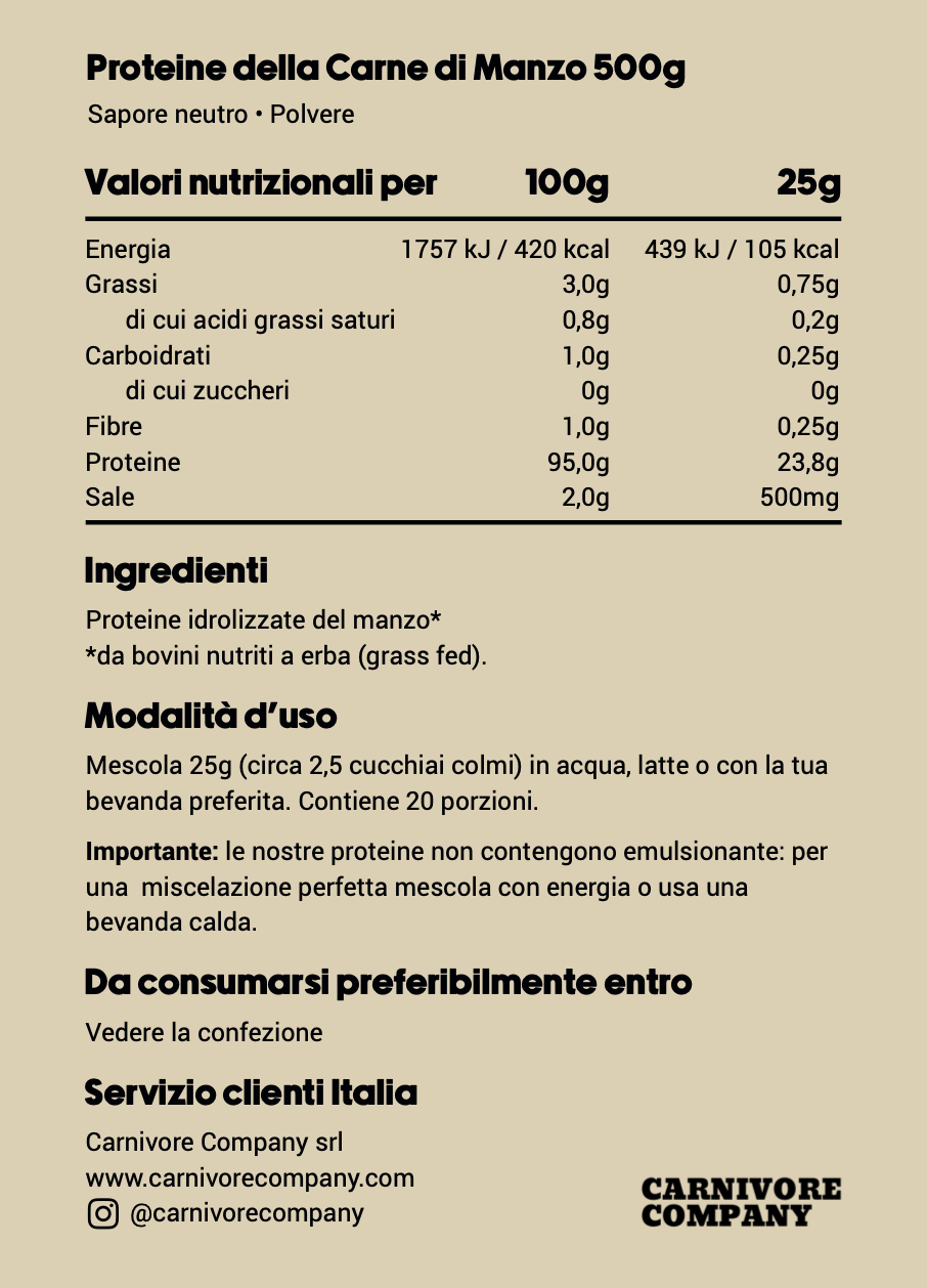 Proteine del Manzo Grass Fed Idrolizzate