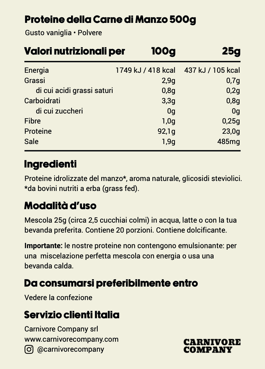 Proteine del Manzo Grass Fed Idrolizzate