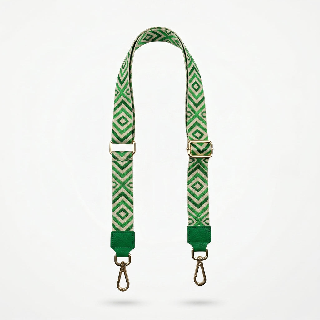 Tracolla per Borsa Fantasia Geometrica Verde